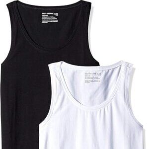 Bundle of two Pact organic cotton tank tops, white and black, size XL